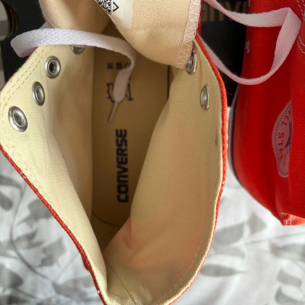 Converse Chuck Taylor High Top Sneakers in My Van is On Fire Orange - Picture 8 of 11